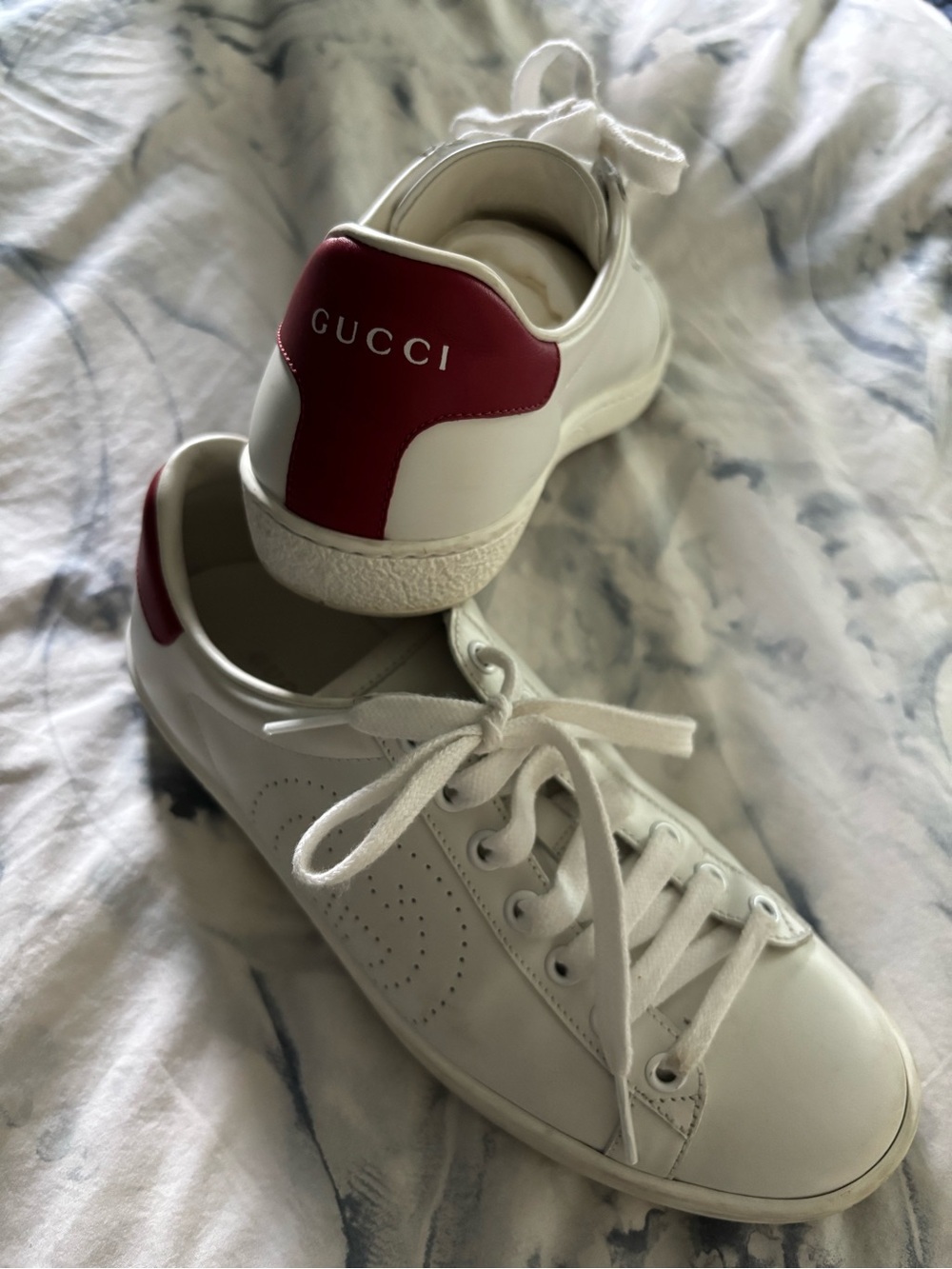 Gucci Women’s White Sneakers with Red Heel Patch